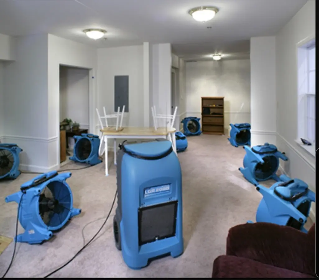 Air movers and dehumidifier setup for Water Damage Restoration in Lucerne Valley